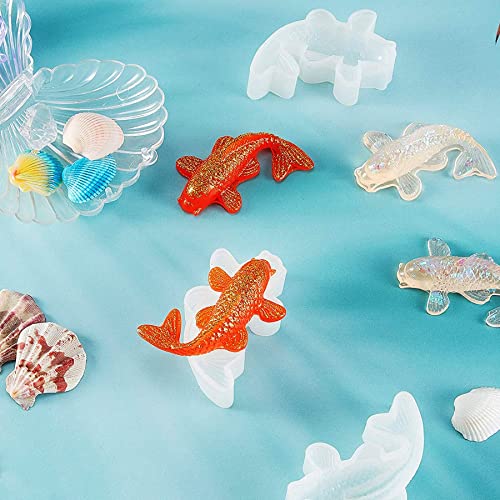 Yayatty Koi Fish Silicone Resin Molds, 5 Pcs Goldfish Fondant Silicone Resin Epoxy Molds for Charms Making Jewelry Home Decoration - WoodArtSupply