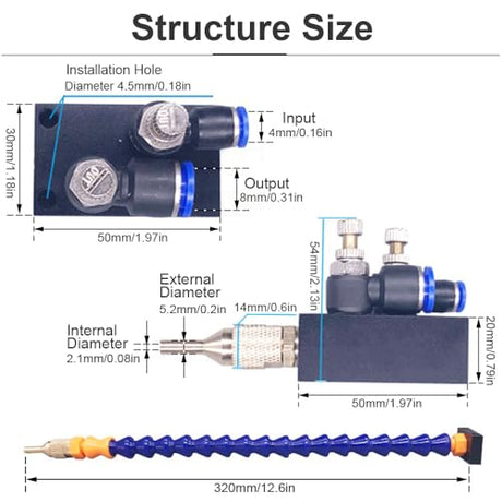 OriGlam Mist Coolant Lubrication Spray System for Metal Cutting Engraving Cooling Sprayer Machine for Air Pipe CNC Lathe Milling Drill OriGlam