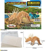 Puzzled 3D Puzzle Styracosaurus Dinosaur Wood Craft Construction Model Kit Educational DIY Wooden Dino Toy Assemble Model Unfinished Crafting Hobby Puzzled