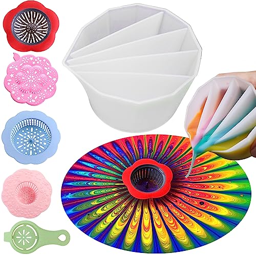 6PCS Acrylic Paint Pouring Strainers, Paint Pouring Cups, Acrylic Pouring Strainers, Plastic Flower Strainers Silicone Pouring Drain Basket for DIY FASALX