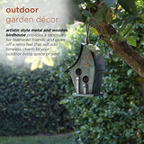 Alpine Corporation YEN134HH-TUR Wooden Birdhouse Outdoor Decor for Garden, Patio, Deck, Porch, 8"L x 6"W x 12"H with Rope: 21”H, Turquoise Alpine Corporation