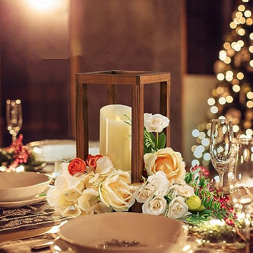 Wedding Lantern Centerpiece, 4 Set Rustic Wedding Table Decoration, Wooden Lantern Wedding, Wooden Candle Holder, Country Barn Wedding Gift, - WoodArtSupply