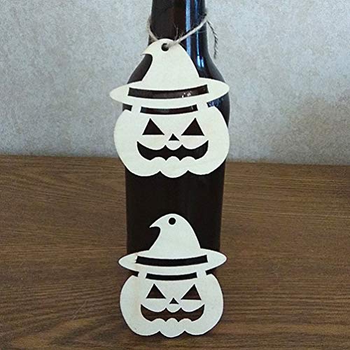 LIOOBO Pack of 10 Wooden Tags Pumpkin Face Shape Wedding Party Easter Halloween Hanger Gift Tags Ornament