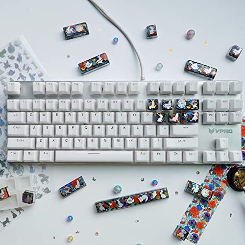 Keycaps Epoxy Resin Casting Molds Set for Mechanical Gaming Keyboard Polymer Clay Crafts 6 Silicone Trays with Key Puller FUNSHOWCASE