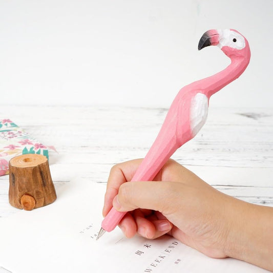 BYVUTE 100% Handmade Wood Carved Animal Gel Pen, Giraffe Dog Tiger Unicorn Cute Stationary School Supply Office Supply, Cute Fun and Unique Kids and - WoodArtSupply