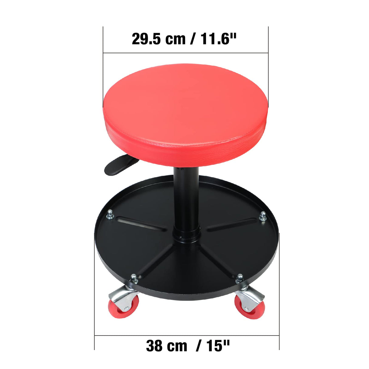 BIG RED ATRHL6201R Torin Heavy Duty Rolling Pneumatic Creeper Garage/Shop Seat: Padded Adjustable Mechanic Stool with Tool Tray Storage, Red BIG RED