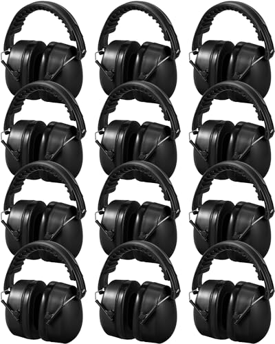 Copkim 12 Pcs Hearing Protection Ear Muffs NRR 28dB Noise Reduction Headphones Shooting Ear Protection Earmuffs(Black) Copkim