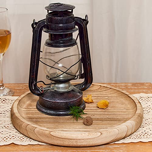 Yangbaga 11.8In Wooden Decorative Serving Tray - Round Wooden Craft Trays,DIY Centerpiece Candle Holder Trays for Kitchen Countertop Crafts Art Home