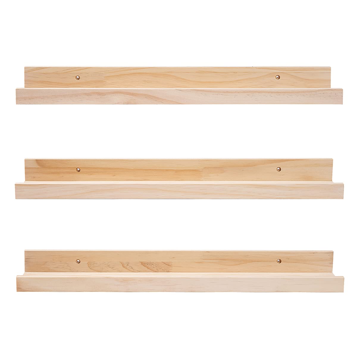 MBYD 24 Inch Floating Shelves Natural Wood Set of 3, Wall Mount Picture Ledge Wooden Wall Shelf for Home Decoration for Bedroom, Living Room, Office, MBYD