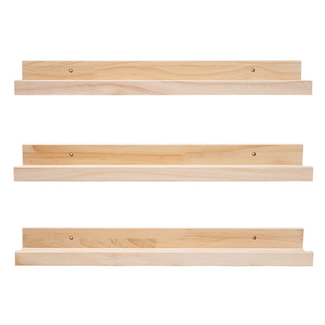 MBYD 24 Inch Floating Shelves Natural Wood Set of 3, Wall Mount Picture Ledge Wooden Wall Shelf for Home Decoration for Bedroom, Living Room, Office, MBYD