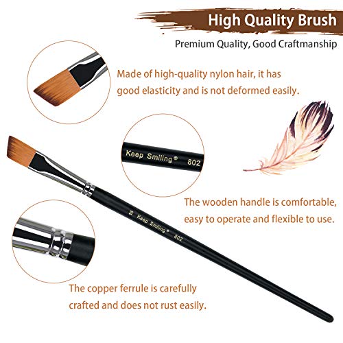 golden maple Artist Paint Brushes Set 9pcs Obilique Tipped Paint Brushes Set for Acrylic Watercolor Oil Painting,Long Handle - WoodArtSupply