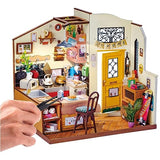 ROBOTIME Miniature House Kit DIY Miniature Dollhouse with Furniture Tiny Room Kit with LED Light Hobby Gift for Kids & Adults (Cozy Kitchen) ROBOTIME