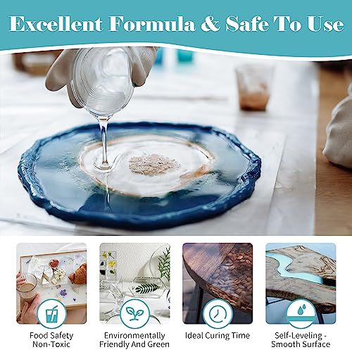 32oz Epoxy Resin Kit - Food Grade Epoxy Resin (16oz Resin +16oz Hardener), Crystal Clear & Easy Mix 1:1 Epoxy Resin for Countertops, Bar, Crafts, Etc - WoodArtSupply