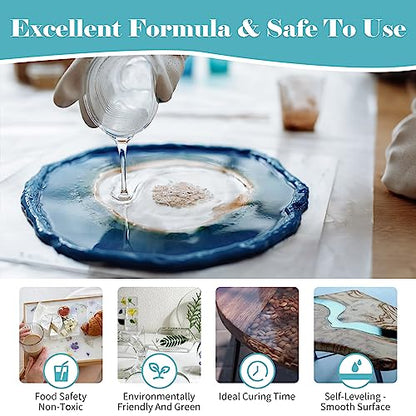 32oz Epoxy Resin Kit - Food Grade Epoxy Resin (16oz Resin +16oz Hardener), Crystal Clear & Easy Mix 1:1 Epoxy Resin for Countertops, Bar, Crafts, Etc - WoodArtSupply