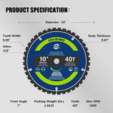 Ezee 10 inch Table Saw Blades 40 Teeth, General Purpose Circular Saw Blade with 5/8-inch Arbor, 0.09" Thin Kerf, Carbide-Tipped Professional EZee
