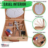 U.S. Art Supply Newport Extra Large Adjustable Wood Table Sketchbox Easel, Paint Palette, Premium Beechwood - Portable Wooden Artist Desktop Case - U.S. Art Supply