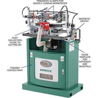 Grizzly Industrial G0611X - 16-1/2" Extreme Series Dovetail Machine - WoodArtSupply