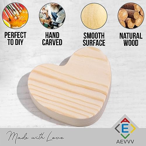 DIY Craft Kit: 10 Heart-Shaped Unfinished Wood Crafts - Creative Painting Set for Handmade Decor and Woodwork - Natural Unpainted Wood Heart Blanks