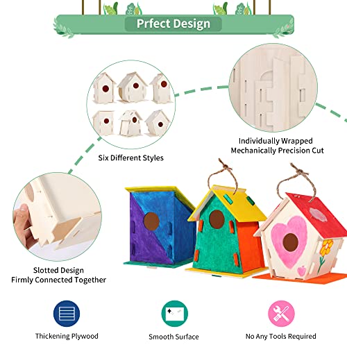 ILHSTY 18 Pack Large Paintable DIY Wooden Bird Houses Kits for Kids, Kids Crafts Wood Houses for Crafts Class Parties Birthday, DIY Crafts and Art ILHSTY