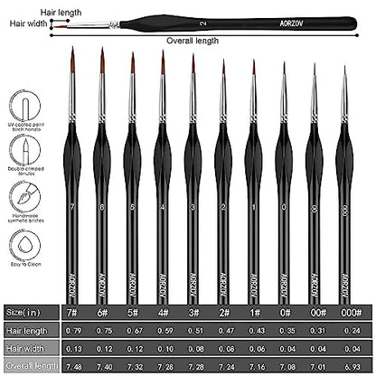 Detail Paint Brush Set - 10PCS Miniature Painting Brushes, Micro Paint Brushes for Fine Detailing & Art Painting - Acrylic, Watercolor, Oil, Model