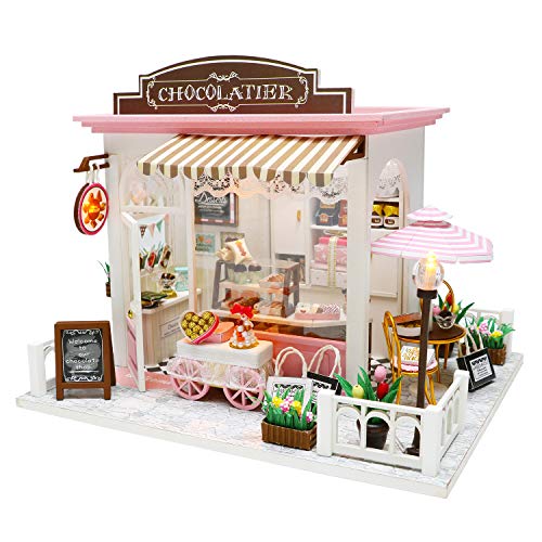 Spilay Dollhouse Miniature with Furniture,DIY Dollhouse Kit Mini Handmade Crafts with Dust Cover and Music Box,1:24 Scale Creative Room Birthday for - WoodArtSupply