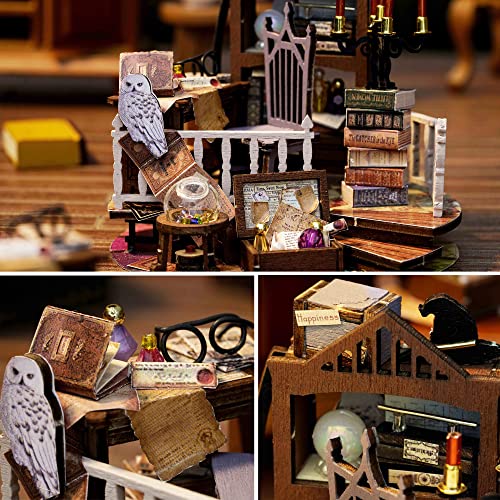 Spilay Dollhouse DIY Miniature Wooden Furniture Kit,Mini Handmade Doll House Model with Dust Cover & LED,1:24 Scale Creative Woodcrafts Toys for