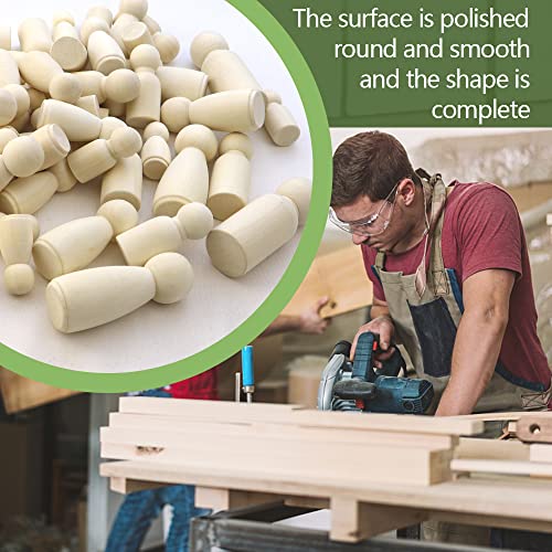 NODG 50 Pieces of Unfinished Wooden peg Dolls, Wooden Puppets,Doll Bodies, Decorative Wooden peg Dolls, Suitable for Children's DIY Crafts, Painting, NODG