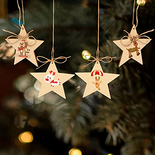 SAVITA 20pcs Wooden Stars for Craft Blank Unfinished Wooden Stars Ornaments Wooden Star for Writing and Painting for Christmas Festival Decor - WoodArtSupply