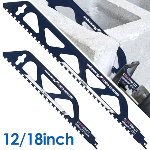 Reciprocating Saw Blade, 12/18" Universal Cutting Recip Sabre Saw Blade, Brick Masonry Concrete Hard Alloy Tungsten Carbide Cutting Saw Blade,