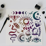 BENECREAT Witchcraft Theme Stencils 6x6 Inch The Devil's Eye Snake Moon Stainless Steel Stencil for Drawings and Woodburning, Engraving and BENECREAT
