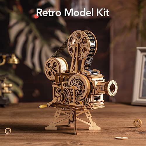 Rowood 3D Puzzle for Adults, DIY Wooden Model Kit for Adults to Build, Handheld Film Mechanical Gear Building Set, Birthday Vitascope Projector Rowood