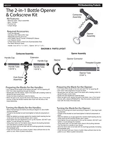 Penn State Industries BS25X 2-in-1 Bottle Opener & Corkscrew Combo Kit Woodturning Project (1pack) Penn State Industries