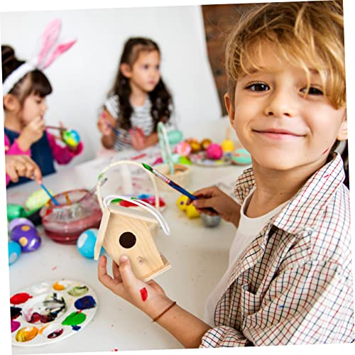 Yardwe Build Birdhouse Kit Paintable Bird House Bark Prevention Bird House Wood Craft Supplies DIY Wooden Craft Birdhouse Making Kit Out Door Toys Yardwe