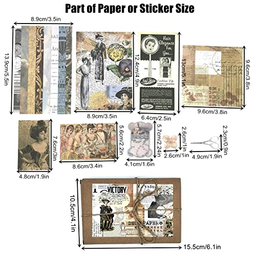 200 Pieces Vintage Ephemera Scrapbooking Supplies Pack for Journaling, Decoupage Paper Scrapbook Stickers Kit for Bullet Junk Journal Planners Esweny