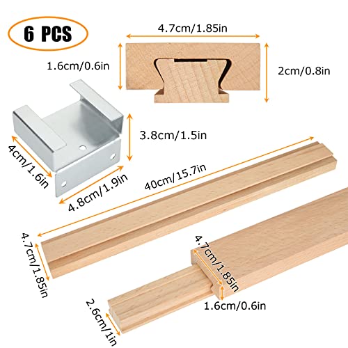 DAJAVE 6PCS 16 Inch Wood Drawer Slides with Metal Slide Glides, Classic Traditional Wood Center Guide Track Mount Drawer Glides Rails Replacement DAJAVE