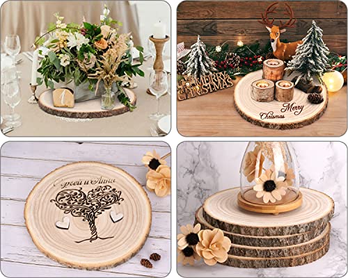 Large Wood Slices 4 Pcs 12-14 Inches Wood Rounds Natural Wood Slices for Centerpieces/Display/Crafts/Painting/Table Decor/Wood Burning/DIY ShineZoom