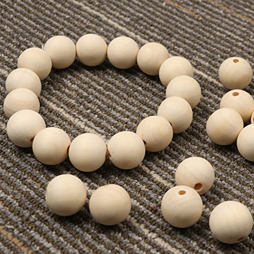 300 PCS Wood Beads, 1 Inch Diameter Wooden Beads for Crafts, Unfinished Wood Beads with Hole for Crafts, Various Jewelry Making, Car Seat Cushions, GNIEMCKIN