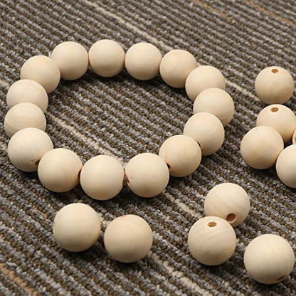 300 PCS Wood Beads, 1 Inch Diameter Wooden Beads for Crafts, Unfinished Wood Beads with Hole for Crafts, Various Jewelry Making, Car Seat Cushions, - WoodArtSupply