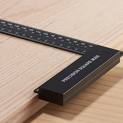 Woodraphic Precision Square 200mm Guaranteed T Measurements Ruler for Measuring and Marking Woodworking Carpenters - Aluminum Steel Framing - WoodArtSupply