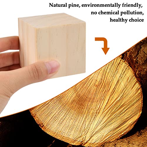 BUYGOO 30Pcs 2 inch Wooden Cubes Unfinished Wood Blocks for Wood Crafts, Wooden Cubes, Wood Square Blocks for Crafts and DIY Décor, Great for Baby BUYGOO