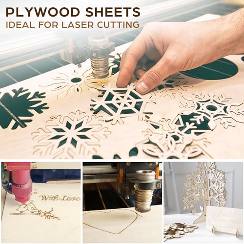 LotFancy Basswood Sheets for Craft, 12 Pack, 12 x 12 x 1/8 Inch, 3mm Thick Plywood Sheets, Unfinished Square Wood Boards for Laser Cutting & LotFancy