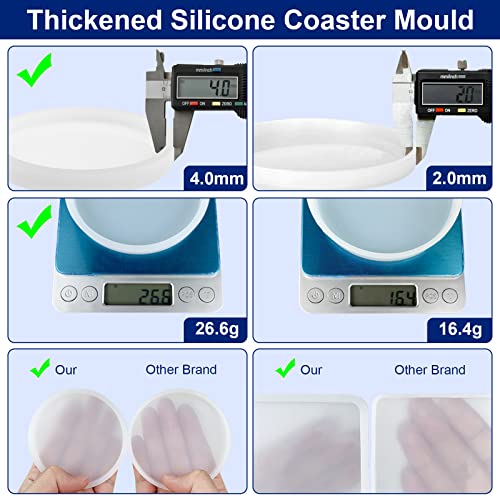 6 PCS Thickened Coaster Resin Molds, Coaster Silicone Molds for Epoxy Resin, Coaster Molds for Resin Casting, Epoxy Resin Molds for DIY Resin Sjubaopen