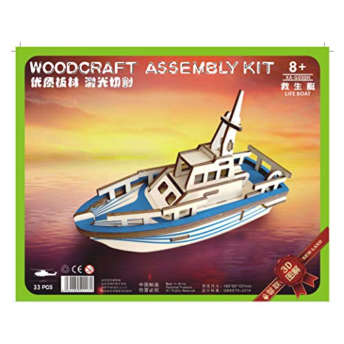 Laser Cut Yacht Ship Wood Model 3D DIY Life Boat Assembly Puzzles Handmade Educational Woodcraft Wooden Ship Model Kits Set Toy for Kids Youth - WoodArtSupply