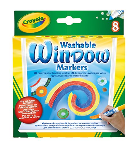Crayola Window Markers (8 Count), Washable Window Markers for Kids, Works On Glass Surfaces, Fun Gifts for Kids Crayola