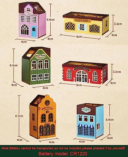 CUTEROOM DIY Miniature Dollhouse Kits, New DIY Mini Rabbit Town Casa Wooden Doll Houses Miniature Building Kits with Furniture Dollhouse Toys for