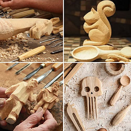 Wood Whittling Kit 6PCS Professional and High Performance Stainless Steel Tools Set for Beginner Carving for Adults and Kids Beginners Wood Carving BUIYLV