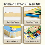 TOP BRIGHT Wooden Magnetic Wand Maze Board for 3 4 5 Years Old, Wooden Activity Board, Learning Color Recognition Magnetic Beads Fidget Toys for Kids TOP BRIGHT