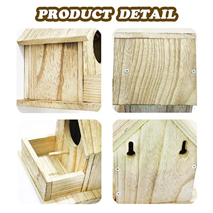 DIY Outdoor Wooden Bird Feeding Build House,Wooden Bird House Kit for Outside Hanging,4.6 Inches Bird Nest, Nesting Box for Backyard Courtyard Patio - WoodArtSupply