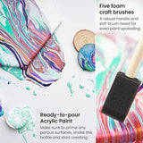 ARTEZA Acrylic Pouring Paint Kit, 36 Pieces, Bright and Iridescent Pouring Paint, Pearlized Paint, 3D Fabric Paint, Chunky Glitter, Wood Slices, ARTEZA