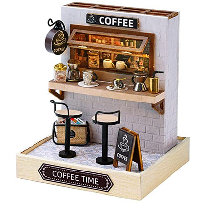 Spilay Dollhouse DIY Miniature Wooden Furniture Kit,Mini Handmade Doll House Wood Box Model with Dust Cover & LED,1:24 Scale Creative Wood Crafts for - WoodArtSupply